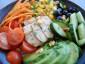 Regenbogen Quinoa Bowl mit Poulet, glutenfrei