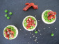 Tartelette Erbse getrocknete Tomate