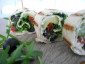 Rolle Frischkäse, Zucchini grilliert, getrocknete Tomate, Oliven & Rucola