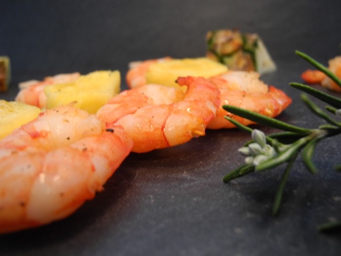 Crevettenspiess mit Ananas