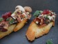 Lunch Crostini Pilz Speck Preiselbeere